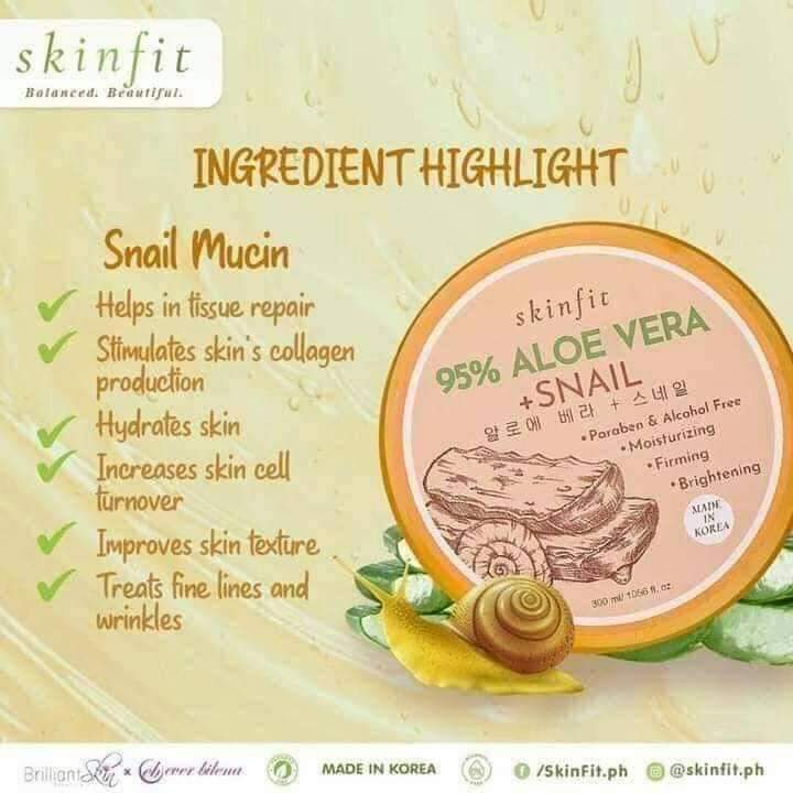 Brilliant Skinfit 95 Aloe Vera + snail soothing gel Lazada PH