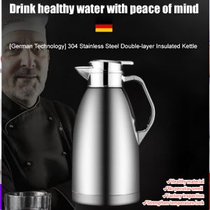 304 Stainless Steel Thermos Pot Large Capacity Vacuum Thermos Dust Cover Double Layer Pour Water