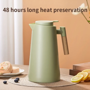 GIANXI Mug Thermos Hemat Angin Kapasitas Besar 1000ML dengan Tumit Kayu dan Penutup Rotasi Silicone Anti-Absis