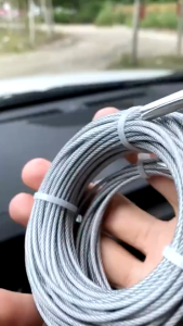Dây Cáp Inox 4.6M Có Khóa Carabiner 2 Đầu | Dây Thép Bọc PVC 5mm Treo Đèn Căng Rèm Sân Vườn