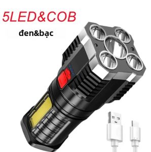 Đèn Pin LED Sạc Mạnh Mẽ Di Động Chống Nước Dùng Cho Cắm Trại Tầm Xa Đèn Lồng Tự Vệ Cho Hoạt Động Ngoài Trời