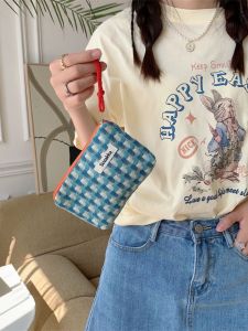 Youmu Bag Refreshing Coating Plaid Lace Lipstick Cosmetic Bag Portable Portable Coin Purse Wash Bag Women