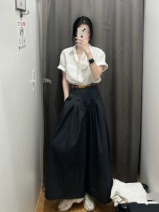 Mori Mystery Fashion Two-Piece Set For Women Summer Large Size Plus Slim Short Sleeve Top High Waist Wide Leg Pants