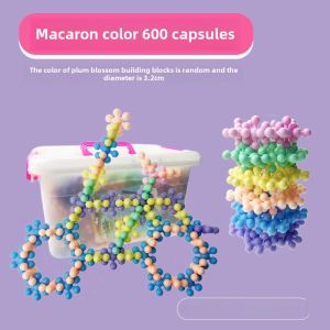 Macaron 3D Rotate Upgrade Plum Blossom Building Blocks Assembling Kids Toys Snowflake Early Childhood Education Gift Large