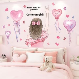 Trendy Girls Bedroom Wall Decal Living Room Creative Self-Adhesive Sticker Couple Waterproof PVC Flat Wall Patch