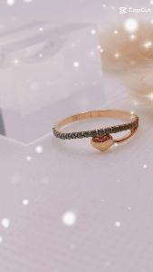 Cincin Emas 8K Model Variasi Permata Hitam & Waru