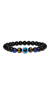 Blessed & Cleansed Blue Tiger Eye stones & Evil Eye Anti Ghost Month for protection from bad karma bad luck & bad fate Lucky Charm Bracelet Feng Shui 2027