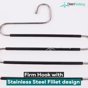 Stainless Steel 5 Layers Anti-Slip S Type Pant Magic Hanger Multi Function Trousers Clothes Hanger Penyangkut Tudung