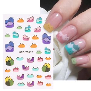 Nail Stickers Paper Net Red Cute Cat Mountain Childrens Fun Adhesive Decal Summer  Cartoon Bean Nail Sticker Waterproof