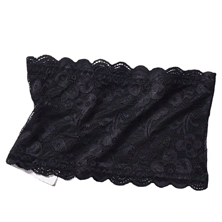 Womens Lace Bandeau Bra Floral Lace Strapless Tube Top Seamless Anti-Slip Bralette for Summer
