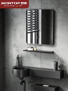 Black Ceramic Wall-Mounted Mini Wash Basin Luxury Hanging Bathroom Furniture Compact Size Balcony Sink Dream Expansion MT8013