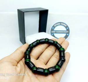 gelang galih kelor hitam kombinasi butiran taliarus hijau