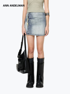 ANN ANDELMAN | Washed Distressed A-Line Jeans Skirt