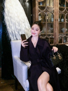 Elegant Loose Womens Coat Korean Style Spring Autumn New Fashion High-End Casual Long Coat Button Detailing Shoulder Strap Pocket