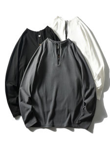 Áo Thun Dài Tay Lót Lông Cừu Hai Mặt Cổ Cao Nửa Khóa Kéo Ấm Áp Cho Nam Mùa Thu Đông Áo Thun Thường Ngày Thoải Mái Thoáng Khí