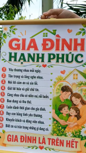 Tranh Treo Tường Gia Đình Hạnh Phúc – 10 Điều Giúp Gia Đình Gắn Kết Tranh Vải Silk 30x40cm Nẹp Gỗ/Nẹp Nhựa