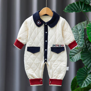 Baby Fleece Lined Autumn Winter Outfit 0-12 Months Thin Cotton Onesie Newborn Long Sleeve Harlie Winter Clothing Casual Style