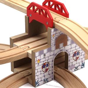 Wooden Train Track Extension Kit Wooden Railway Vehicle Road Track Building Blocks Childrens Wooden Assembly Toy Small