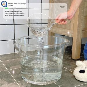 Large Transparent Dorm Bath Bucket Portable and Seat