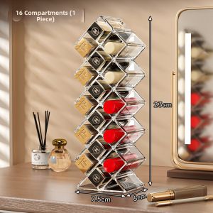 QIOEROUL | Transparent Multi-Compartment Lipstick Storage Organizer