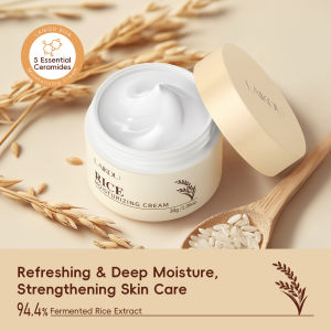 LAIKOU Rice Face Moisturizer Cream 30g Ceramide Niacinamide Long Lasting Hydration Refine Texture Firm Radiant Facial Cream