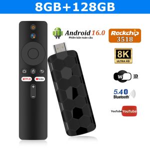 Android 16 8K TV Stick R3+ Phiên Bản Toàn Cầu Với Trợ Lý Giọng Nói 8GB 128GB Rockchip RK3518 Thiết Bị Phát Trực Tuyến Di Động Hỗ Trợ Đa Ngôn Ngữ