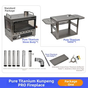 HUANGYELIEREN | Large Lightweight Titanium Outdoor Heating Fireplace 3-sided View
