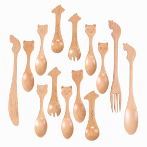 Thìa Gỗ Hoạt Hình Động Vật Dùng Để Ăn Sáng Cho Trẻ Em Thìa Dùng Để Trộn Đồ Ăn Bằng Gỗ Nguyên Khối Thiết Kế Sáng Tạo