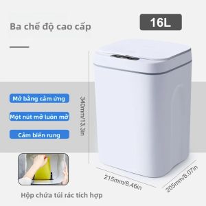 16L Thùng Rác Thông Minh Cảm Ứng Tự Động Cảm Biến Thùng Rác Nhựa Thân Thiện Với Môi Trường Hình Chữ Nhật Nhà Bếp Phòng Tắm Rác Thùng Rác Tái Chế Có Giỏ Đựng