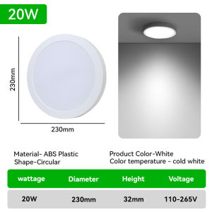 CHENBEN | 2026 Ultra-Thin Ceiling Lamp LED Panel Lamp 15W 20W square circle White-light Pendant lamp kitchen Bedroom Living Room 110-220V