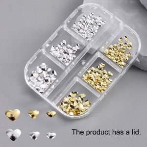 Minimalist Punk-Style Alloy Hollowed-Out Heart-Shaped Nail Art Decorations Metal Hollowed-Out Heart-Shaped Nail Ornaments