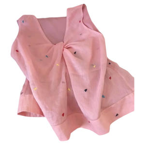 Áo ba lỗ nữ BINKAFENNY màu hồng cổ V bằng chất liệu cotton