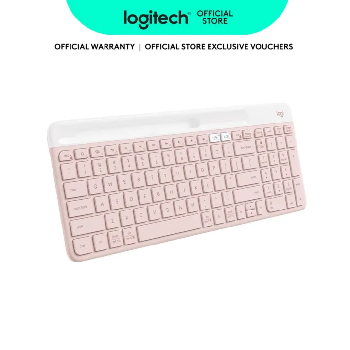 Logitech K580 Multi-Device Slim Wireless Keyboard, Built-in Cradle for device; For Laptop, Tablet, Desktop, Smartphone, Win/Mac, Bluetooth/Receiver, Compact,