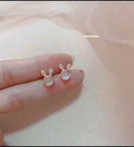 Bông tai nữ Cerci Bunnie hình thỏ đính đá bạc 925 mạ vàng xinh xắn sang chảnh G118| Cercilala