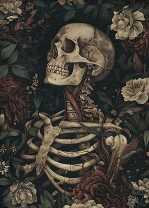 Floral Skeleton Skull Jigsaw Puzzle 1000Pieces Vintage Gothic Scene Focus Activity Leisure Time Gift