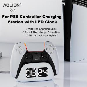 AOLION For PS5 Controller Clock Charging Base for PlayStation Edge Wireless Fast Charging Charger Desktop Storage Base accessory