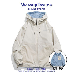 Wassup Issue American Reversible Jacket Mens Spring and Autumn Loose Couples Windproof Jacket Men