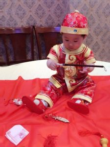 Childrens Short Sleeve Cheongsam Performance Suit Baby Boys Traditional Chinese Costume Anniversary Outfit Summer Thin Model Shoot