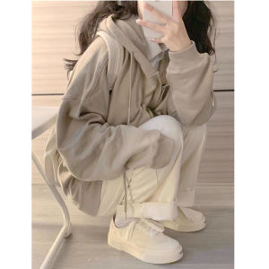 SHUQINGLAI | Fluffy Hooded Zip-Up Cardigan Sweater
