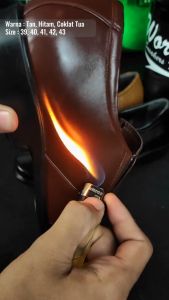 sepatu pantofel Hitam  pria kerja bahan Kulit Sapi 4SLI 100%"