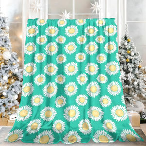 Beast Kingdom | Black Daisies Motif Fade Resistant Ultra-Soft Warm Bedding Blanket Great for Holiday Season Indoor Outdoor Decoration