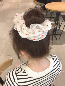 Super White Gentle Large Polka Dot Hair Ties Womens High-End Lazy Style Big Size Head Ropes Ball Head Ties Hair Accessories