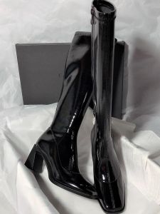 Elegant Slim Booties over Knee High Square Toe Womens Simple Design Waterproof Platform Knight Boots Spring Autumn Fashion