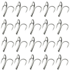 4X Treble Hooks 20pcs 8# 6# 4# 2# 1# 1/0 2/0 3/0 High Carbon Steel Hooks Extra Sharp Fish Hooks for Freshwater Saltwater Fishing