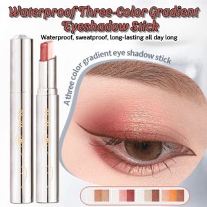 Three-Color Gradient Eyeshadow Stick Waterproof Sweatproof Eye Shadow Stick Shimmer Eyeshadow Makeup