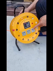 REAIM Cable Reel Heavy 15M 30M 50M Extension Wire Duty Cable Reel  Power Cord Extension with Breaker  and SAFETY BREAKE COPPER  HEAVY DUTY FRAME