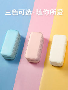 Portable Mini Travel Jewelry Box Earring Ring Organizer Compact Personalized Leather Storage Case Macaron Korean Style for Women