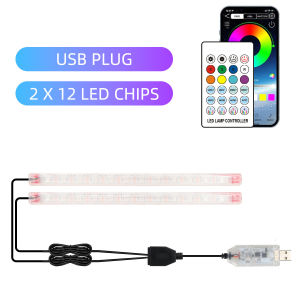 KEVANLY | 2/4in1 Neon 12/18 LED Car Interior Ambient Foot Light Wireless Remote USB APP Control Auto Rainbow Atmosphere Decorative Lamp