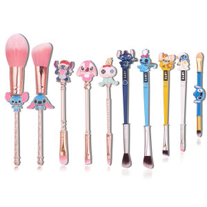 Bộ Cọ Trang Điểm Hoạt Hình Dễ Thương Disney Stitch - Sợi Len Mềm Mại Có Sẵn Hai Màu Tay Cầm Bằng Kim Loại Bộ Cọ Nghệ Sĩ Con