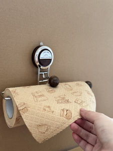 Boshang Home Walnut Wood Kitchen Paper Towel Holder No Drilling Required Roll Paper Holder Nordic Style Storage Rack